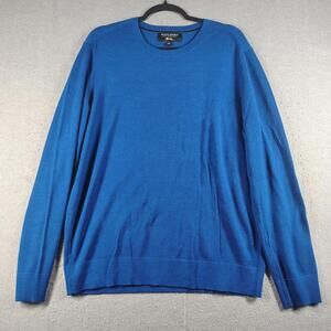 Banana Republic Men Large Blue Merino Wool Crewneck Italian Baruffa Yarn Sweater